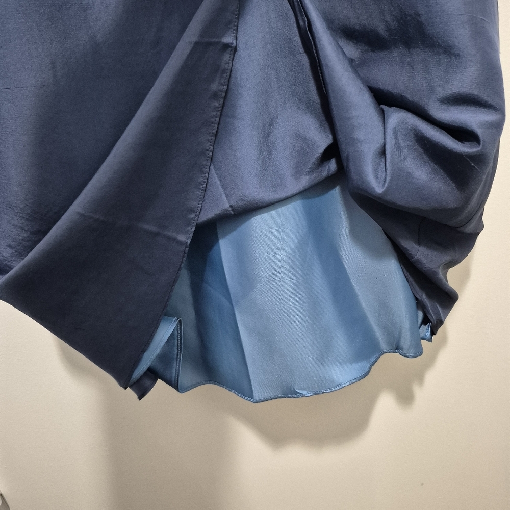LAST CALL! Jenny Yoo Silk Halter Slate Blue Dress SIZE 6 - Picture 5 of 8